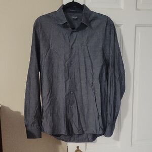 Kenneth Cole Reaction Men's Charcoal Button-Down Dress Shirt In Size Medium